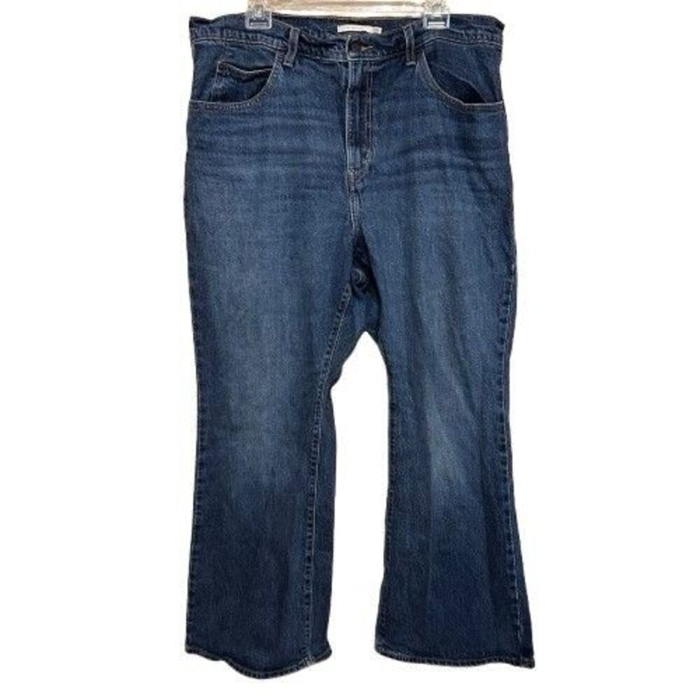 Levis Premium 70s High Flare Jeans Womens 18W Blue Medium Wash Stretch Denim